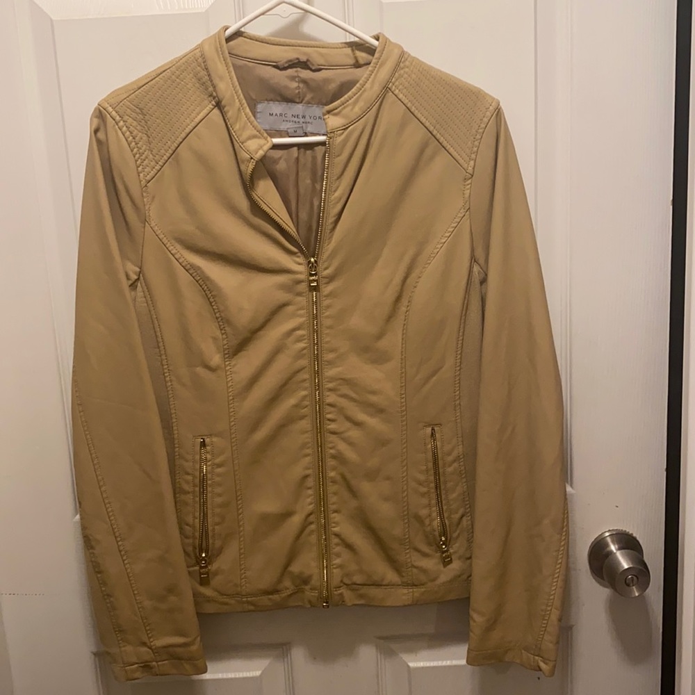 Faux leather jacket. Tan color